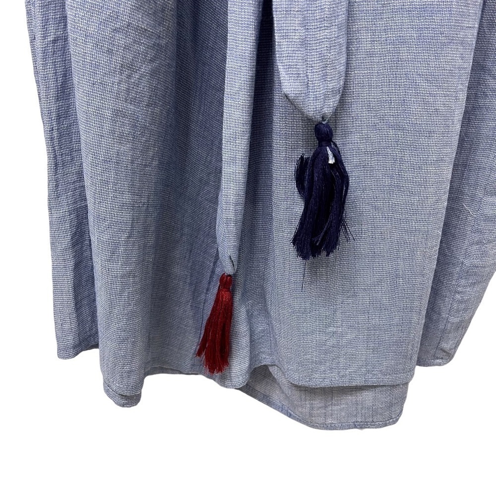 THML Jumpsuit Off The Shoulder Blue Tassel Tie Size Large THS0427 - Picture 6 of 8